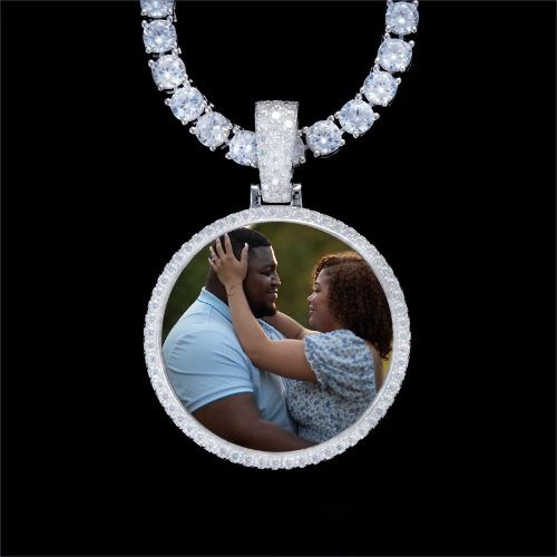925S & VVS Moissanite 3D Circle Custom Picture Pendant
