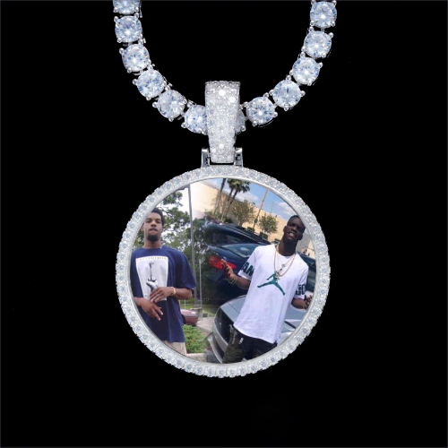 925S & VVS Moissanite 3D Circle Custom Picture Pendant