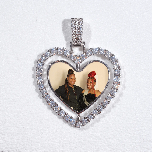 3D Spinning 2-Faced Heart Custom Picture Pendant