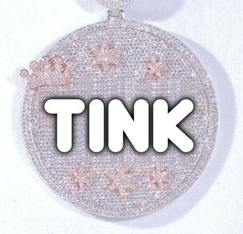 CUSTOM LETTER NECKLACE 3D BIG CROWN DISC