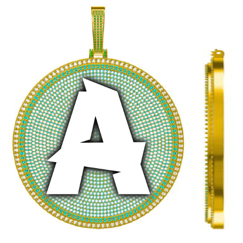 CUSTOM LETTER NECKLACE 3D BIG DISC