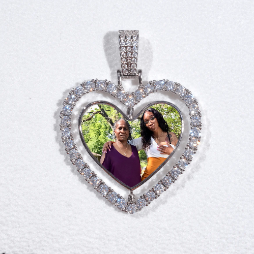 3D Spinning 2-Faced Heart Custom Picture Pendant