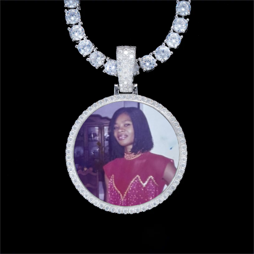 925S & VVS Moissanite 3D Circle Custom Picture Pendant