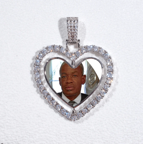 3D Spinning 2-Faced Heart Custom Picture Pendant