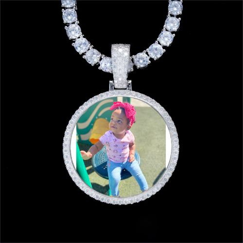 925S & VVS Moissanite 3D Circle Custom Picture Pendant