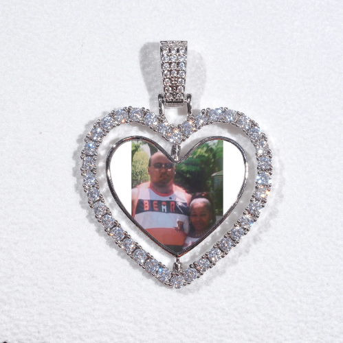 3D Spinning 2-Faced Heart Custom Picture Pendant