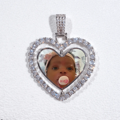 3D Spinning 2-Faced Heart Custom Picture Pendant