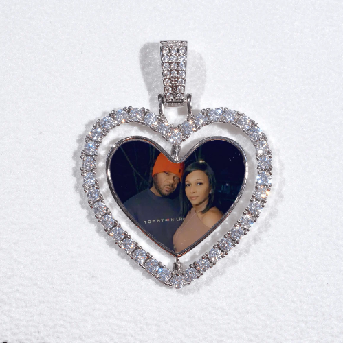 3D Spinning 2-Faced Heart Custom Picture Pendant