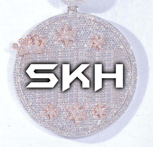 CUSTOM LETTER NECKLACE 3D BIG CROWN DISC