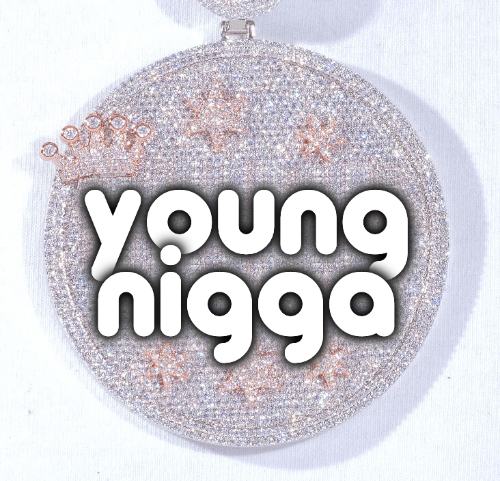 CUSTOM LETTER NECKLACE 3D BIG CROWN DISC