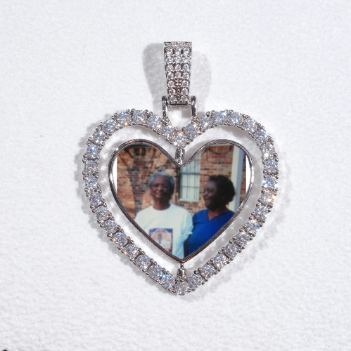 3D Spinning 2-Faced Heart Custom Picture Pendant