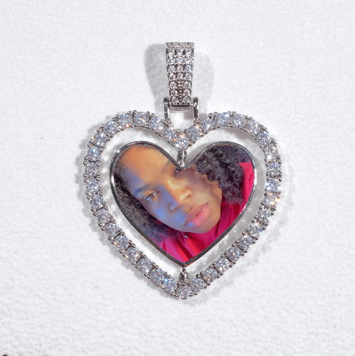 3D Spinning 2-Faced Heart Custom Picture Pendant
