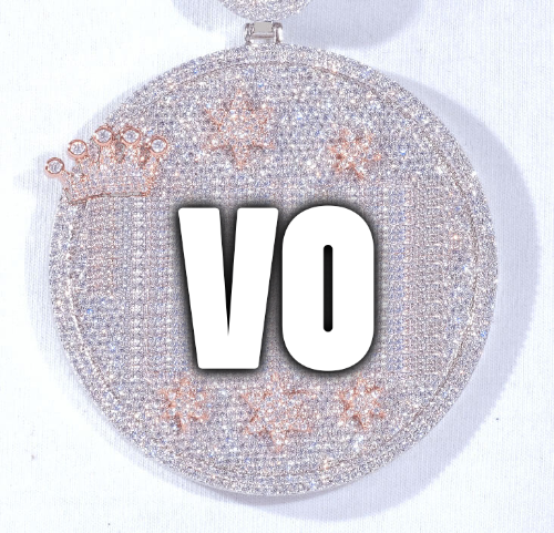 CUSTOM LETTER NECKLACE 3D BIG CROWN DISC