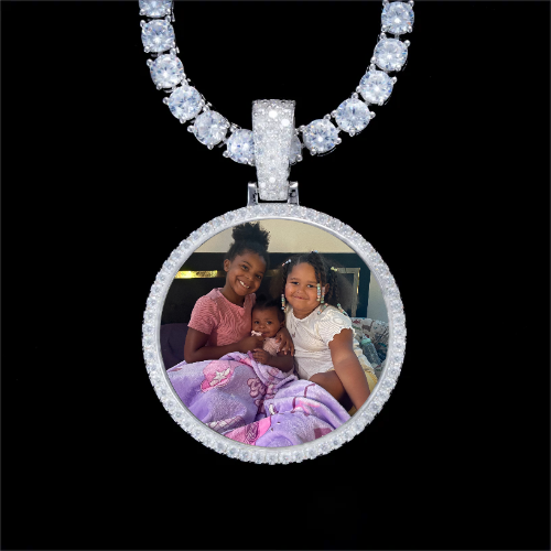 925S & VVS Moissanite 3D Circle Custom Picture Pendant
