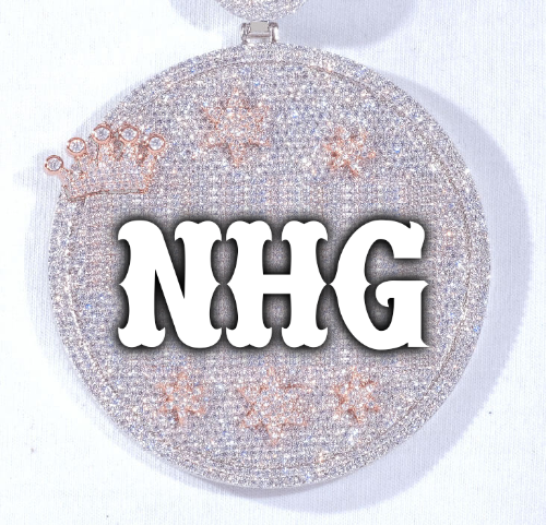 CUSTOM LETTER NECKLACE 3D BIG CROWN DISC