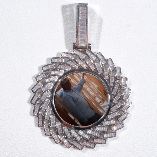 Large 3D Baguette Custom Picture Pendant