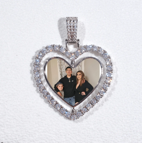 3D Spinning 2-Faced Heart Custom Picture Pendant