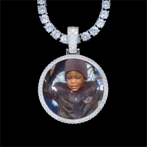 925S & VVS Moissanite 3D Circle Custom Picture Pendant