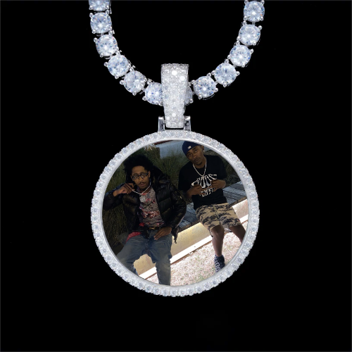 925S & VVS Moissanite 3D Circle Custom Picture Pendant