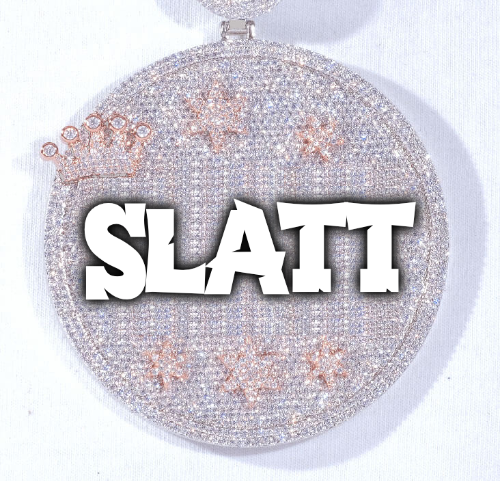 CUSTOM LETTER NECKLACE 3D BIG CROWN DISC