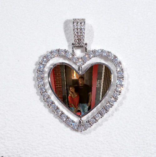 3D Spinning 2-Faced Heart Custom Picture Pendant