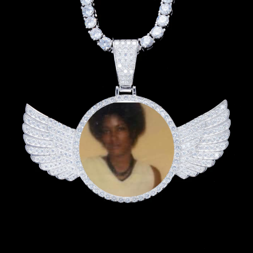 925S & VVS Moissanite 3D Wing Custom Picture Pendant