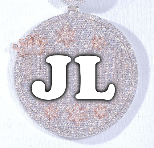 CUSTOM LETTER NECKLACE 3D BIG CROWN DISC