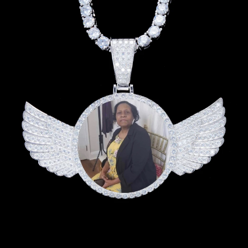 925S & VVS Moissanite 3D Wing Custom Picture Pendant