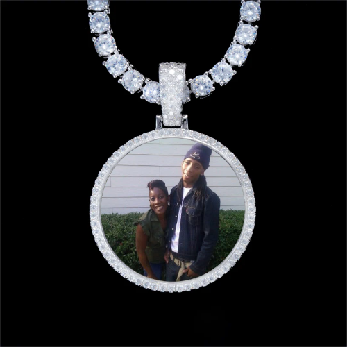 925S & VVS Moissanite 3D Circle Custom Picture Pendant