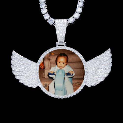 925S & VVS Moissanite 3D Wing Custom Picture Pendant