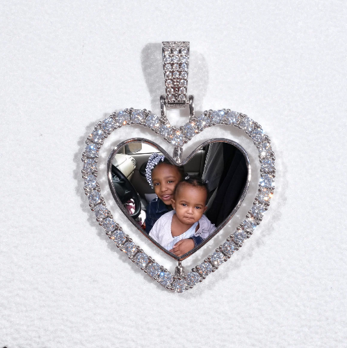 3D Spinning 2-Faced Heart Custom Picture Pendant