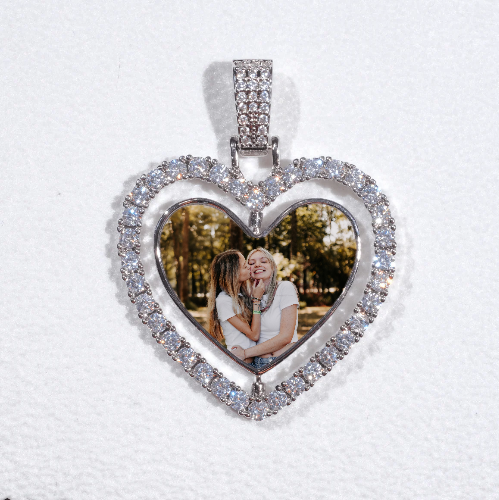 3D Spinning 2-Faced Heart Custom Picture Pendant