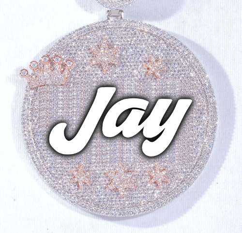 CUSTOM LETTER NECKLACE 3D BIG CROWN DISC