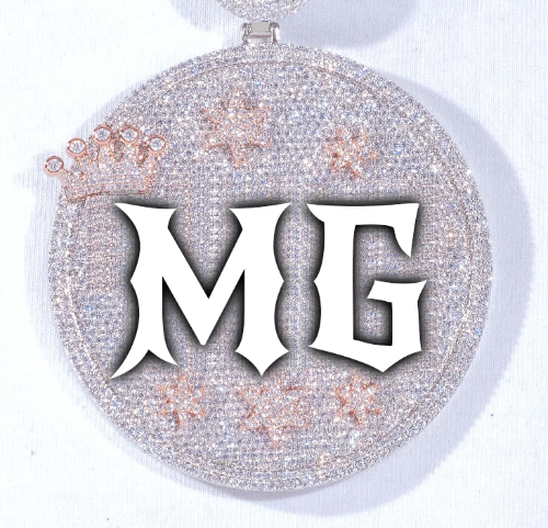 CUSTOM LETTER NECKLACE 3D BIG CROWN DISC