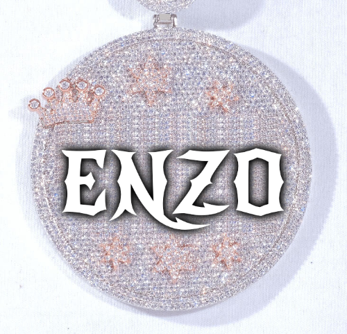 CUSTOM LETTER NECKLACE 3D BIG CROWN DISC