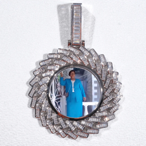Large 3D Baguette Custom Picture Pendant