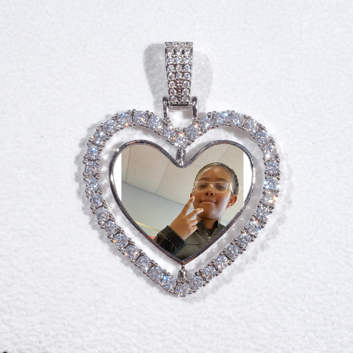 3D Spinning 2-Faced Heart Custom Picture Pendant