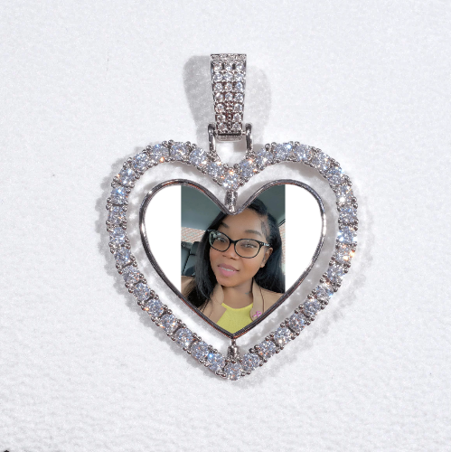 3D Spinning 2-Faced Heart Custom Picture Pendant