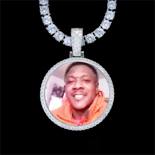 925S & VVS Moissanite 3D Circle Custom Picture Pendant