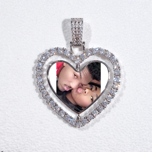 3D Spinning 2-Faced Heart Custom Picture Pendant