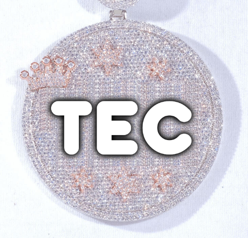 CUSTOM LETTER NECKLACE 3D BIG CROWN DISC