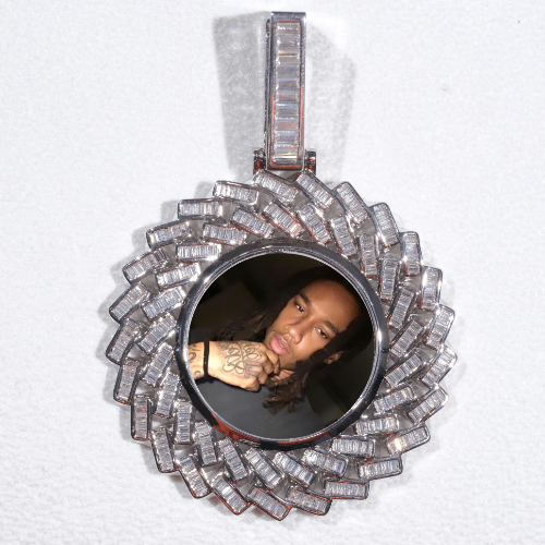 Large 3D Baguette Custom Picture Pendant