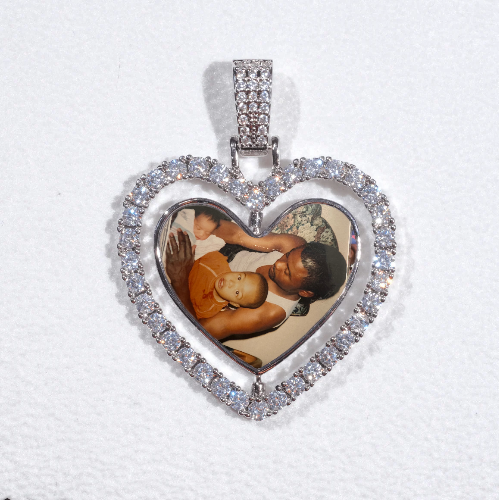 3D Spinning 2-Faced Heart Custom Picture Pendant