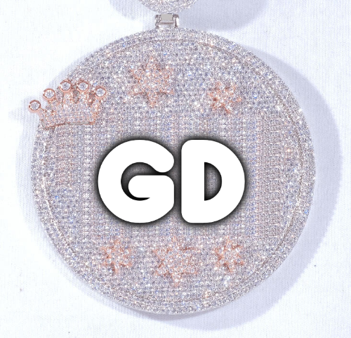 CUSTOM LETTER NECKLACE 3D BIG CROWN DISC