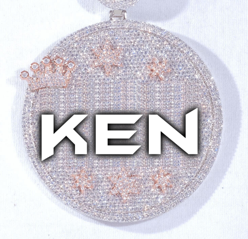 CUSTOM LETTER NECKLACE 3D BIG CROWN DISC