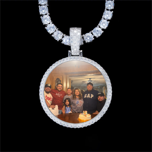 925S & VVS Moissanite 3D Circle Custom Picture Pendant