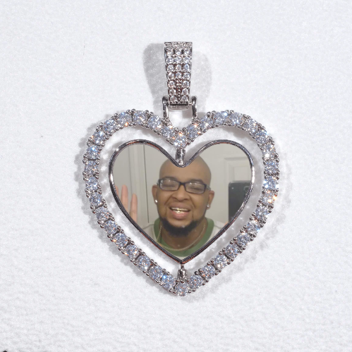 3D Spinning 2-Faced Heart Custom Picture Pendant