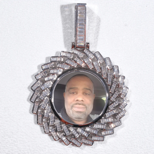 Large 3D Baguette Custom Picture Pendant