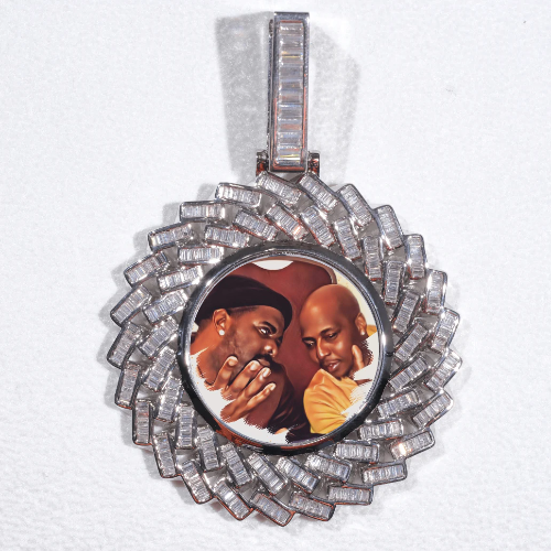 Large 3D Baguette Custom Picture Pendant