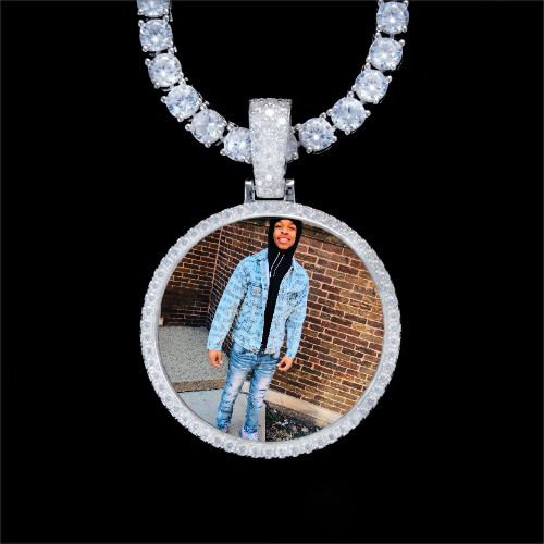 925S & VVS Moissanite 3D Circle Custom Picture Pendant